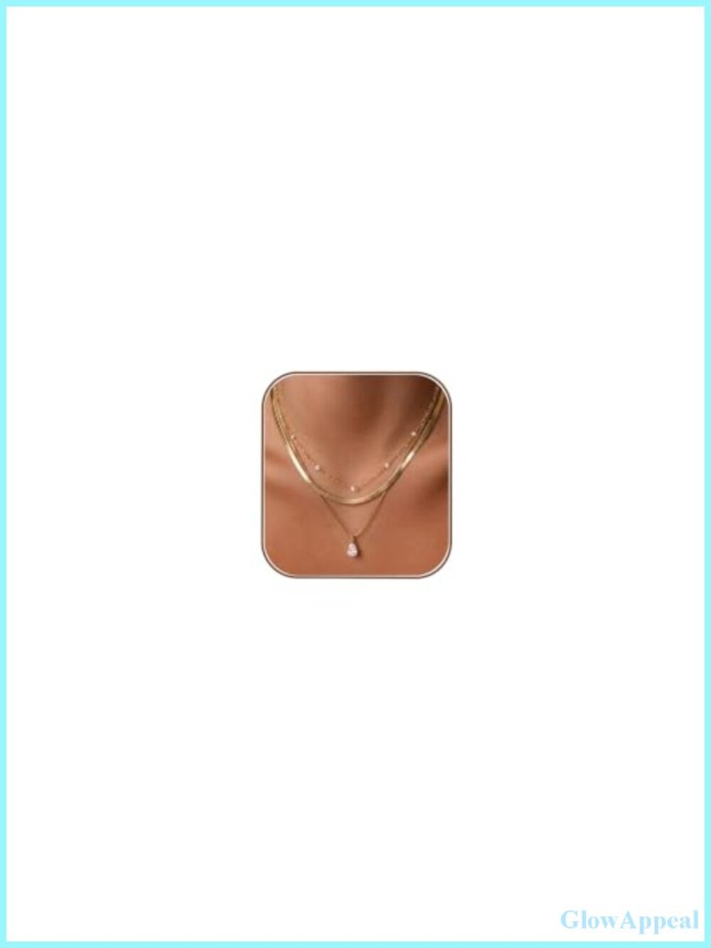 14K Gold Plated Stainless Steel Layered Necklace Set 3 Chains Cubic Zirconia